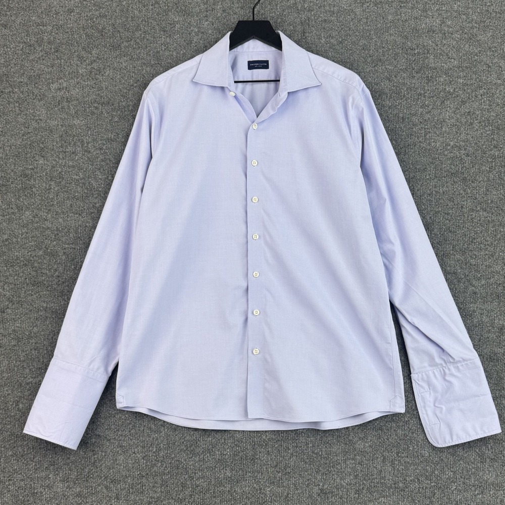 Proper Cloth Button Up Dress Shirt Mens XL 17.5 Light Blue French Cuff Formal